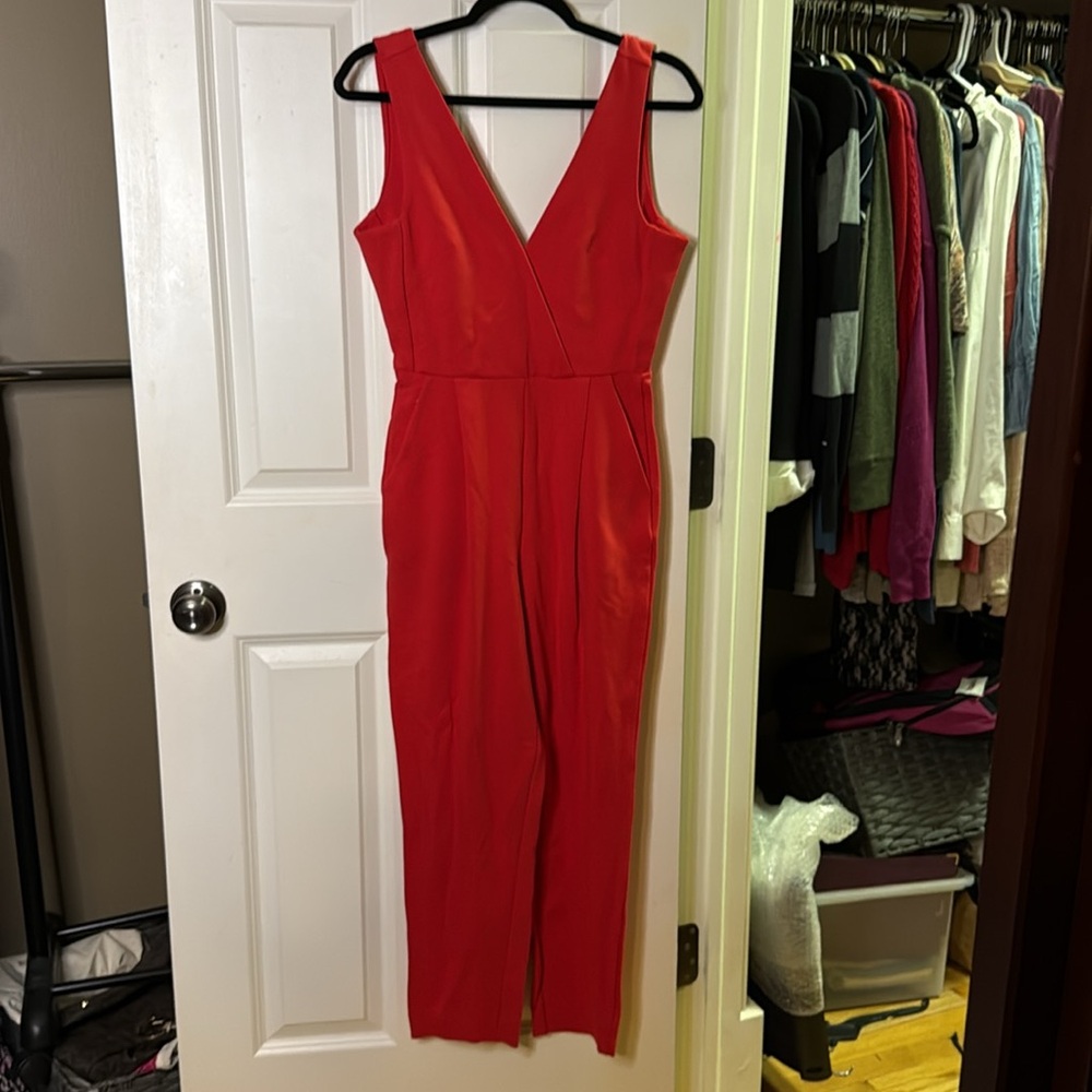 French Connection Red Marie Vnk Jumpsuit - Picture 3 of 5
